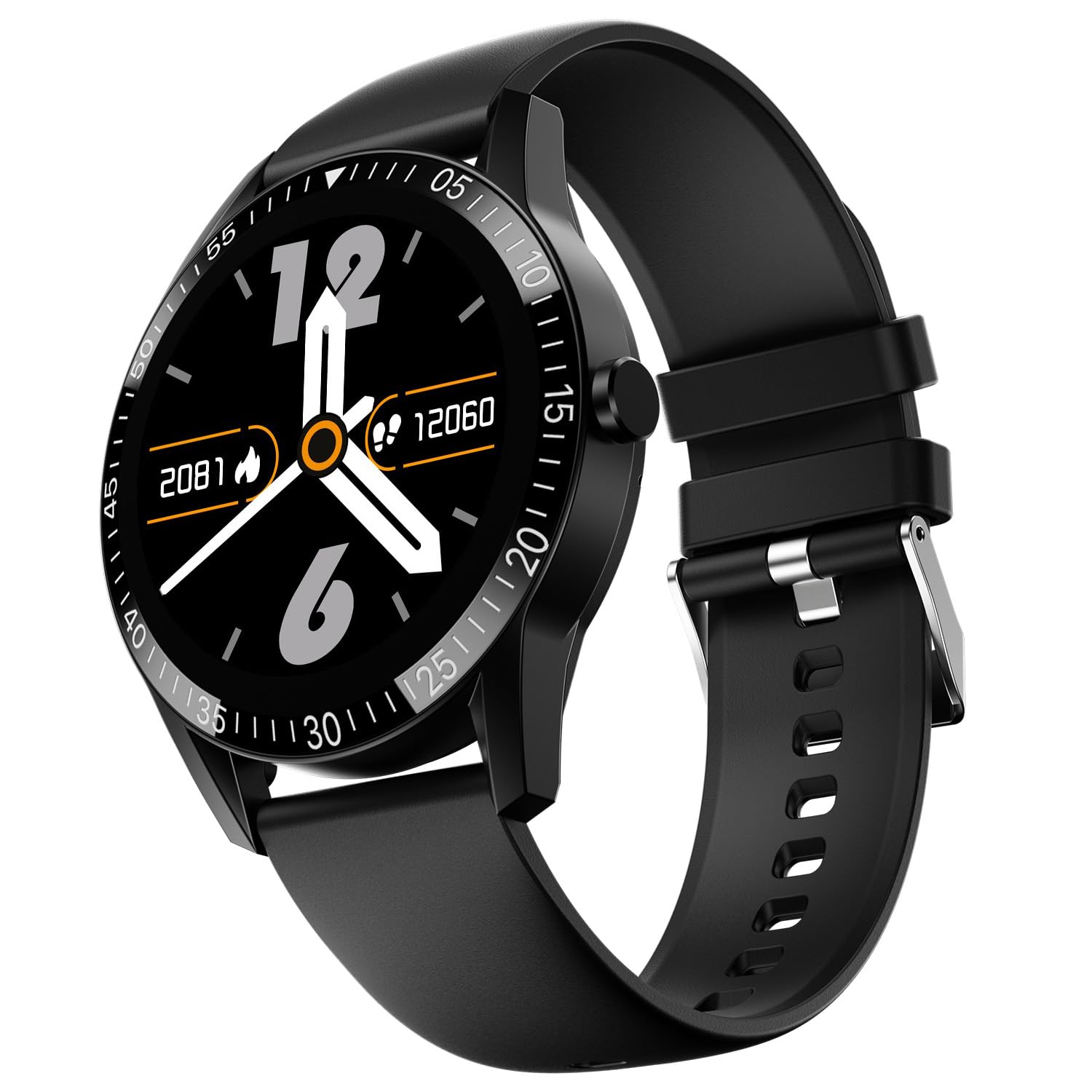 Fire-Boltt Talk Round Smart Watch 1.39″ TFT Display with Bluetooth Calling, Dual Button, Voice Assistance, SPO₂ & Heart Rate Monitor, 120+ Sports Modes, Smartwatch for Men & Women - Black