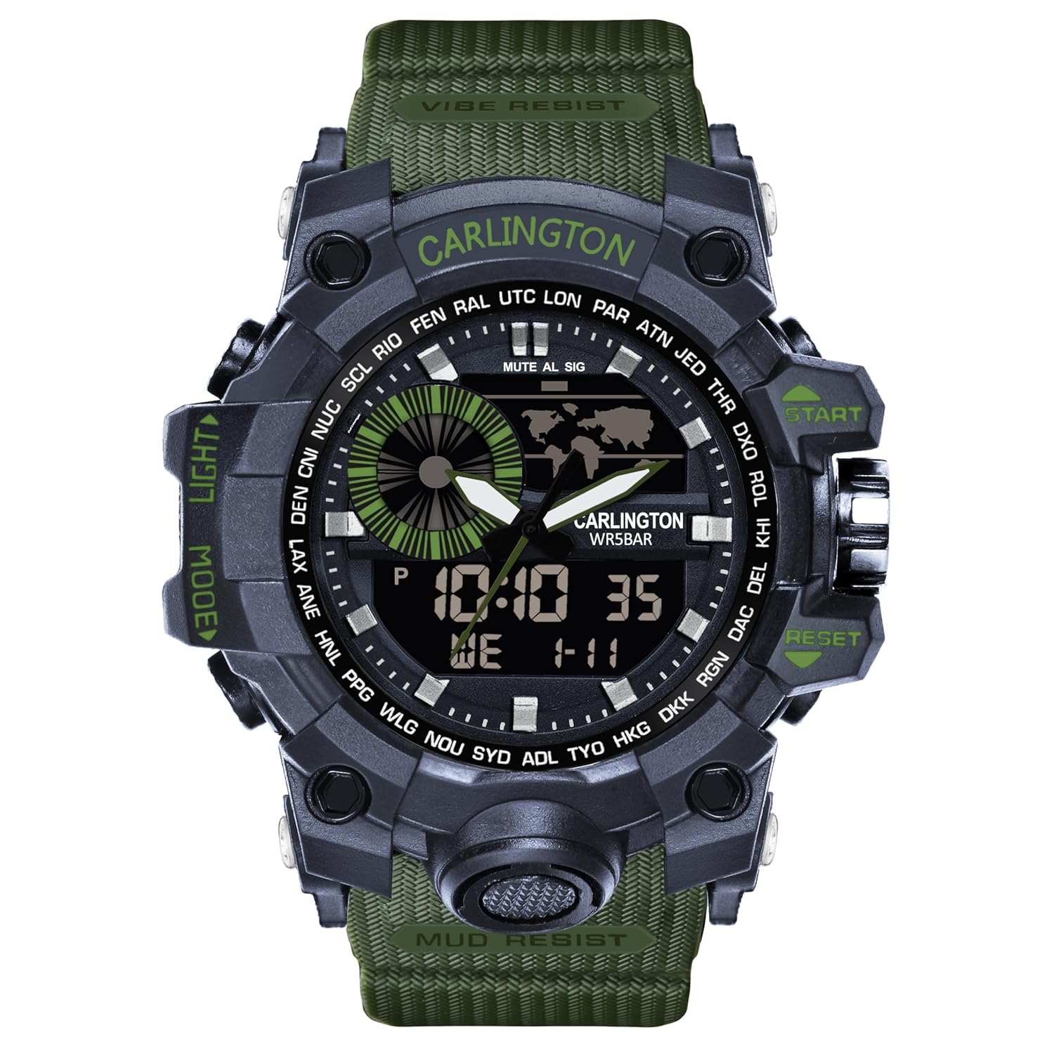 Carlington Analog-Digital Sports Watch: Chronograph, Dual Time, Alarm, Stopwatch, Water-Resistant, Shock-Resistant, Back Light Display- The Perfect Watch for Men and Boys - CT3388