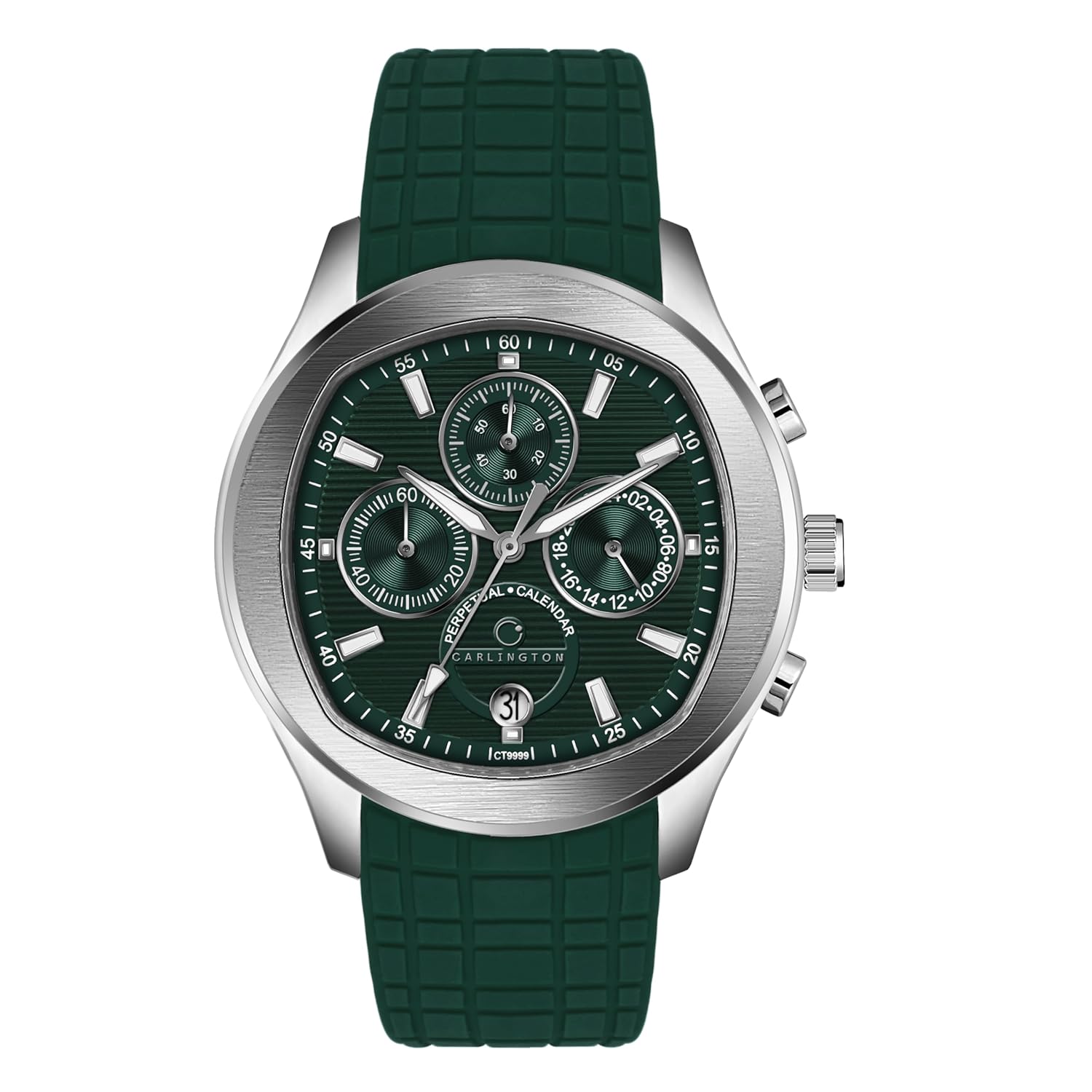 Carlington Legacy Series Men's Analog Chronograph Watch | Premium Silicone Strap | Elegant Luxury Business Sports Wrist Watch for Men & Boys - Model CT 9999