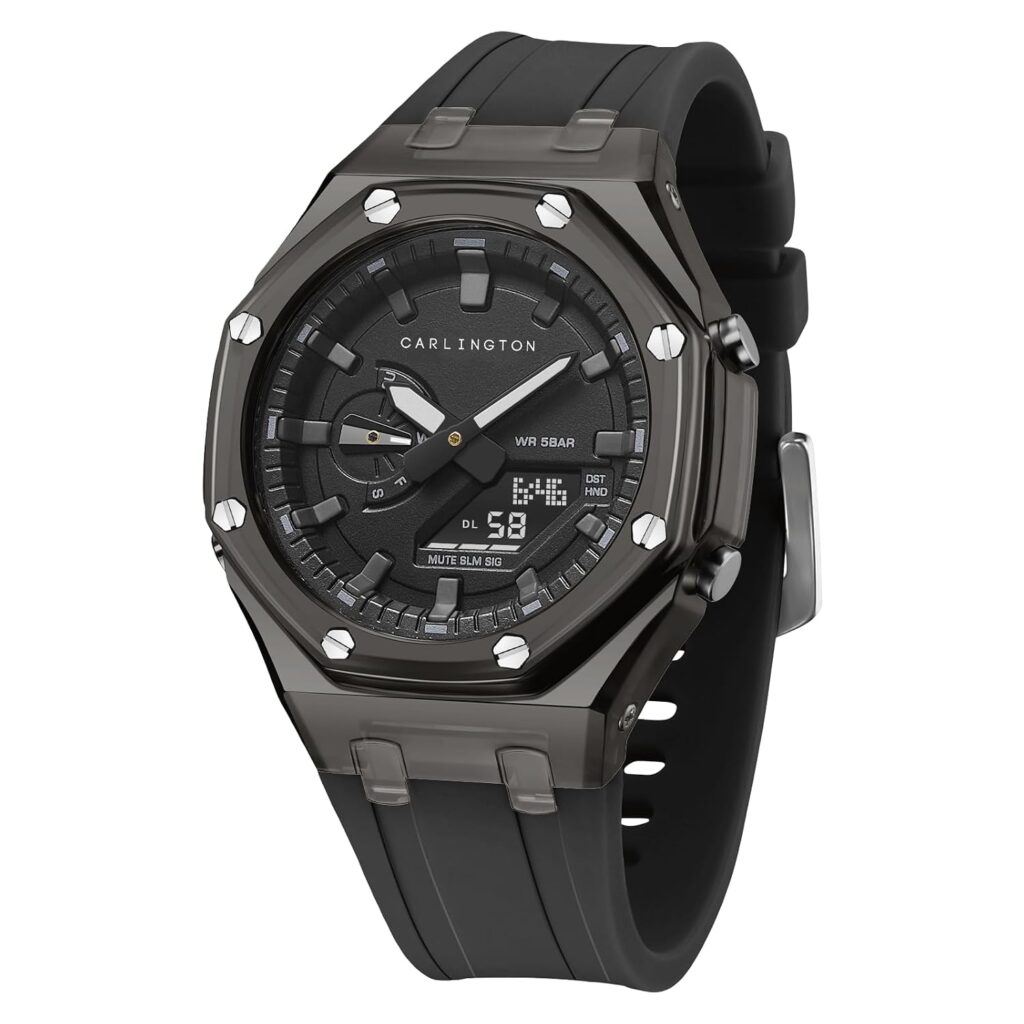 Carlington Velocity Series Analog-Digital Sports Watches for Men and Boys with Alarm | Stopwatch | Backlit Display | Dualtime | Silicone Rubber Strap | Water & Shock Resistant - CT 8088