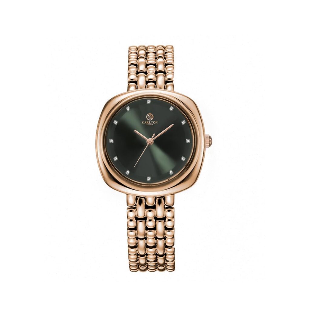 Carlton London Women Celeste Analog Watch, Square Dial, Stainless Steel Strap, Quartz Movement, 30M Water Resistant, Casual Wear