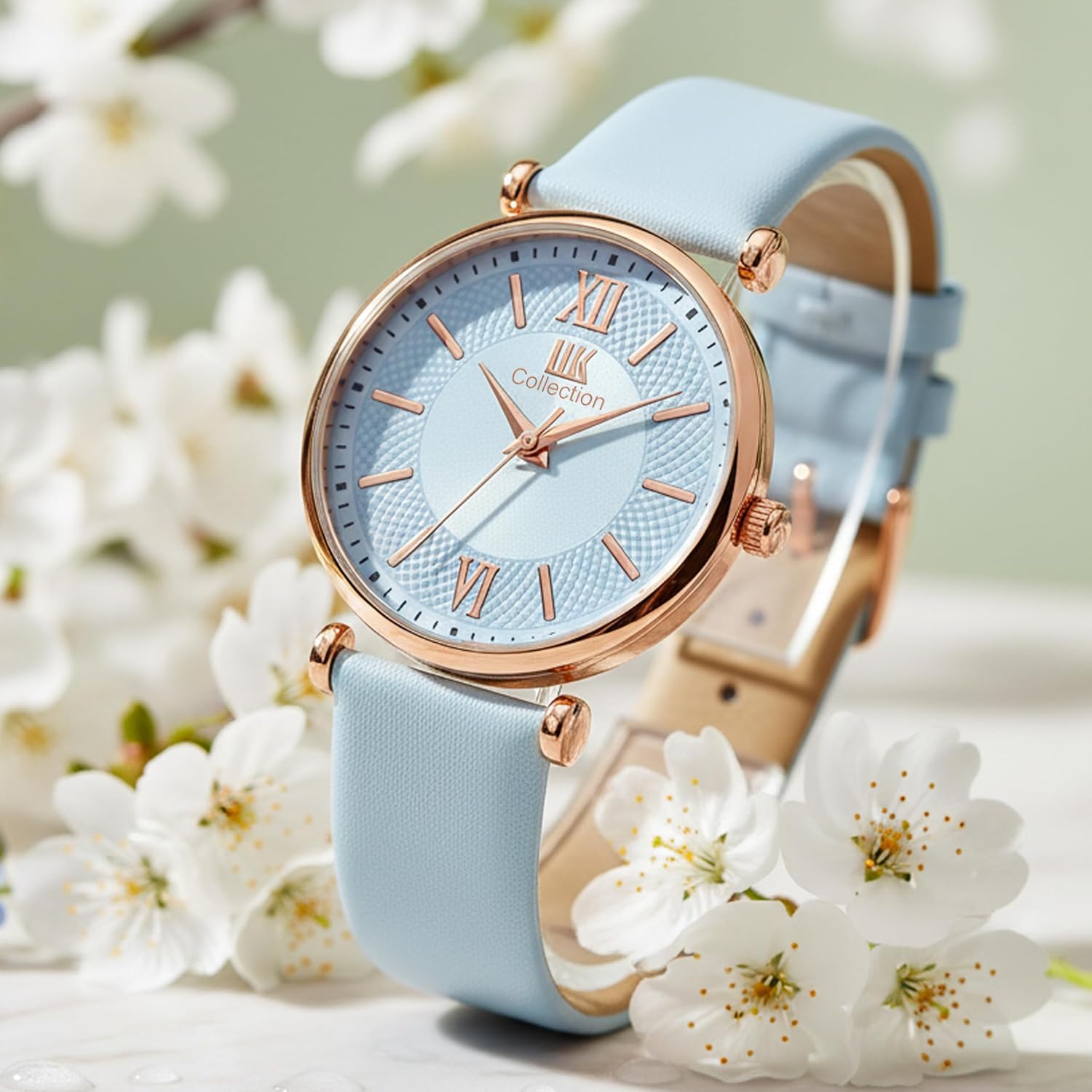 IIK COLLECTION Watches for Women Round Dial |Analogue Quartz Movemnet Ladies Watch|Long Battery Life|Leather Bracelet Strap|Buckle Lock Clasp Safety Watches for Girls