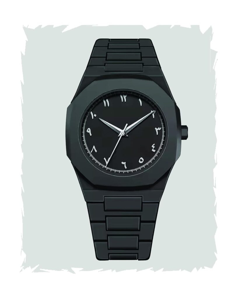 Minimalist Arabic Dial Watch for Men | Ultra-Lightweight Polycarbonate, Charcoal Matte Finish | Stylish Arabian Numeral Analog Wristwatch for Boys, Office & Casual Wear