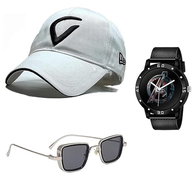 RYTORIA Men’s Gift Combo Pack of 3 | Stylish Digital Watch, Sunglasses & Cap Set for Men |& Fashion Accessory