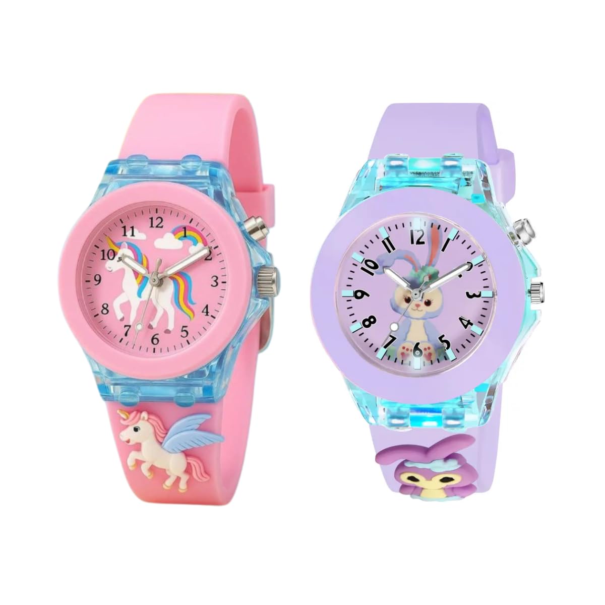 SELLORIA Kids Analog Watches, Pink and Blue Silicone Strap, Pack of 2
