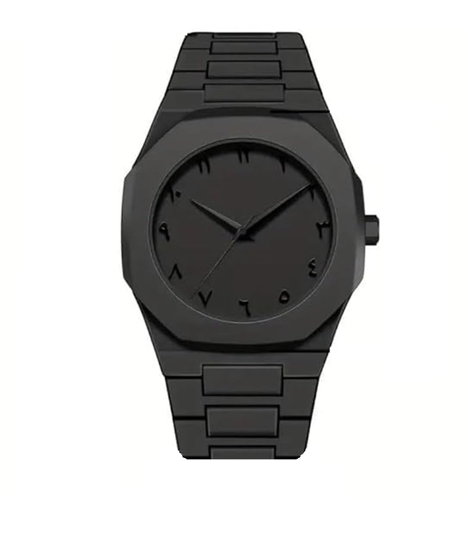 STC_Watch Aura Black Analog Watch with Arabic Number - for Boys & Girls