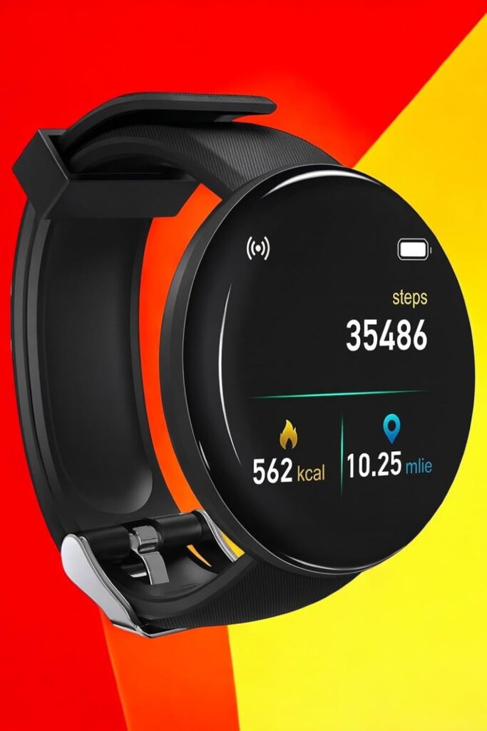 Smart Watch for Men, Black, 1.3 Inch Display, Silicone Band, Heart Rate Monitor, Fitness Tracker Pro