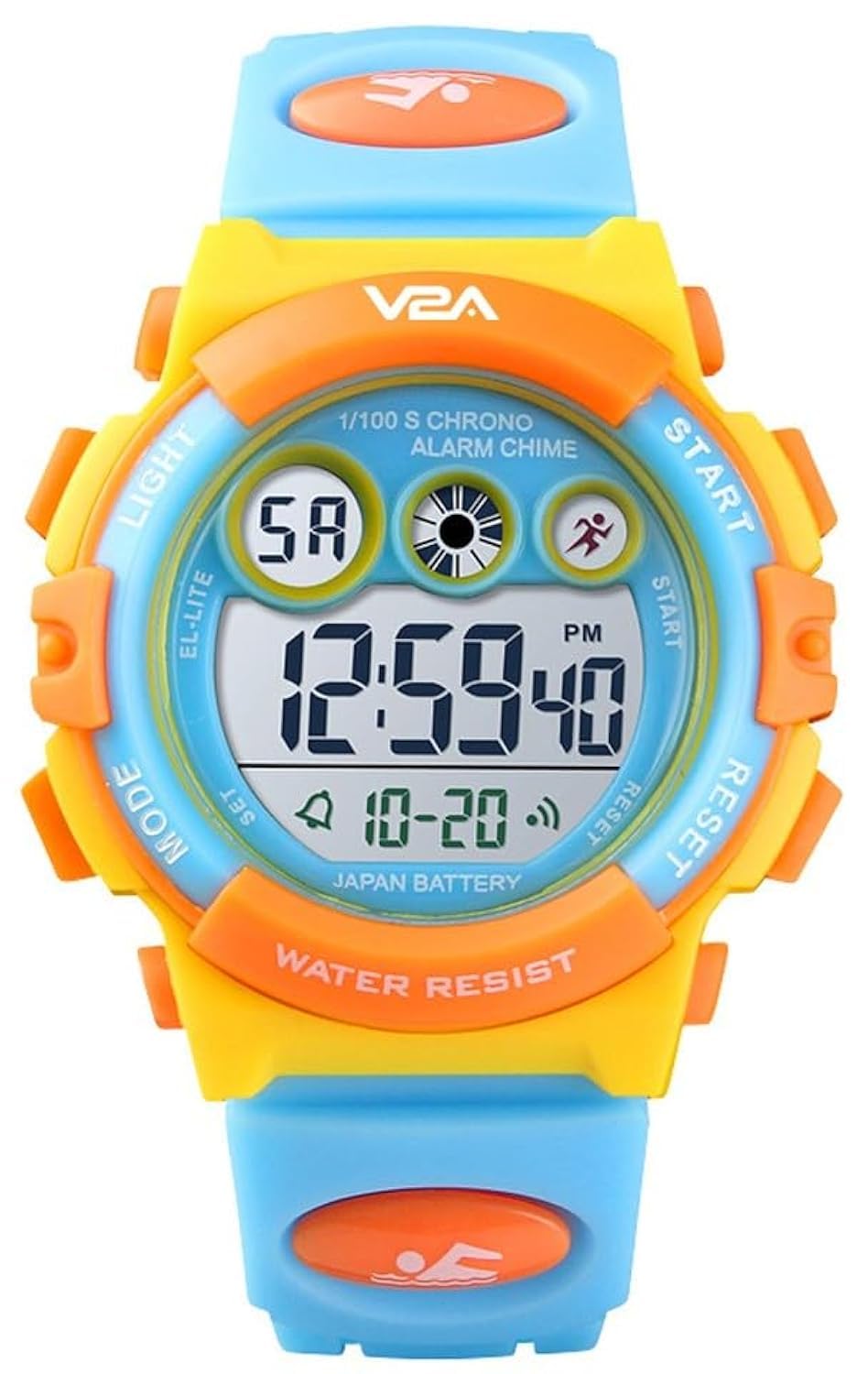 V2A Digital Kids Sports Watch with 7 Color Backlight Alarm Stopwatch for Boys and Girls