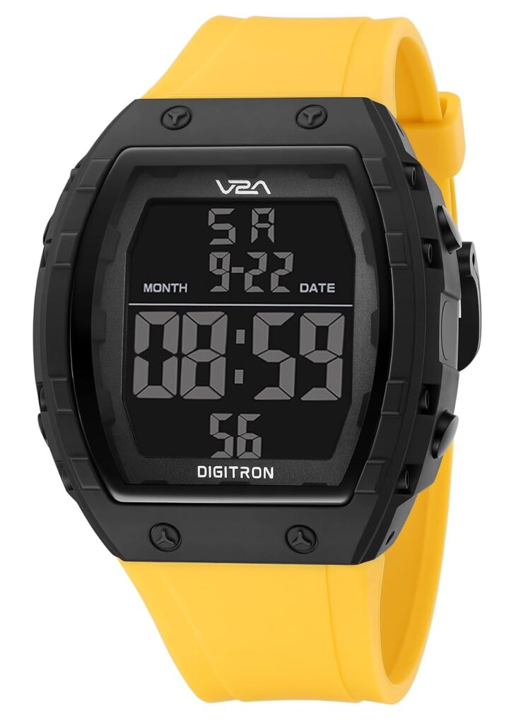 V2A Digitron 2209 Tonneau Design Digital Sports Watch for Men & Boys | Alarm, Stopwatch, 12/24H | 3 ATM Water Resistant | Luminous Display | | Sports, Fitness, Outdoor & Training| Gifts for Men & Boys