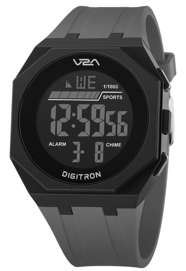 V2A Digitron 3009 Digital Sports Watch for Men & Boys | Big Dial, Alarm, Stopwatch, 12/24H | LED Luminous Display | 3 ATM Water Resistant Training | Gifts for Men & Boys