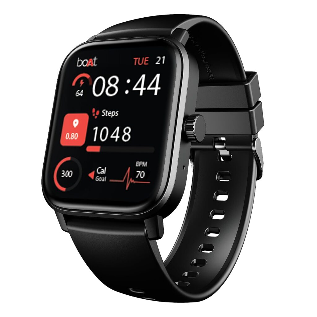 boAt Wave Call 3 Smartwatch 1.83” HD Display with Animated Watch Faces; BT Calling, Functional Crown, Multiple Sports Modes, IP68, HR, SpO2 Monitor, Smart Watches for Men & Women (Bold Black)