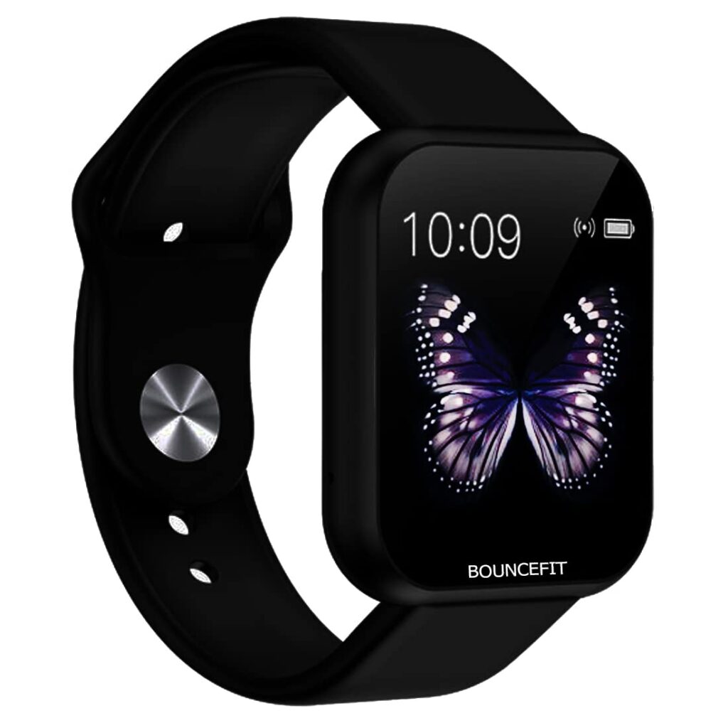 Bouncefit D20 Y68 Fitness Band Smart Watch for Men, Women, Boys, Girls, Kids – Single Touch Interface, Water Resistant, Workout Modes, Quick Charge Sports Smartwatch – Jet Black