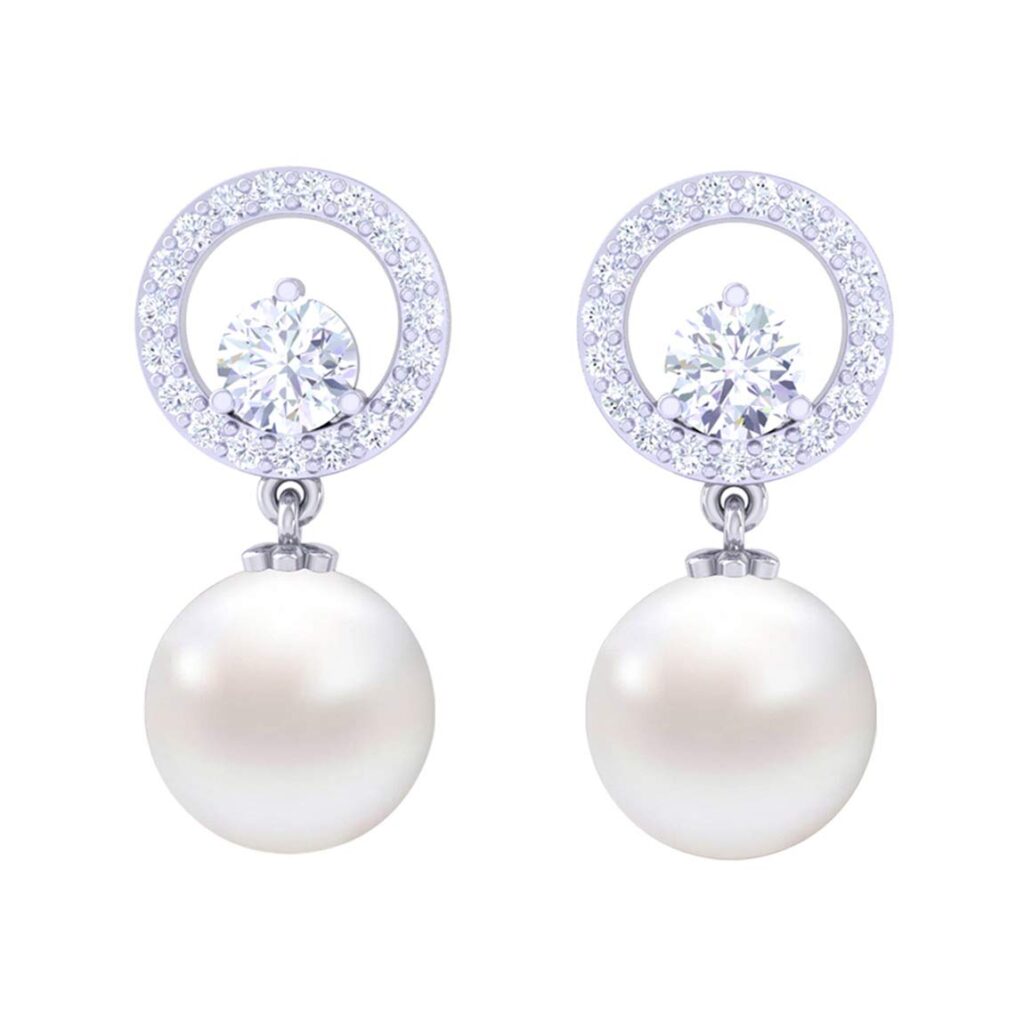 CLARA 925 Sterling Silver Dante Pearl Pendant Earrings Chain Jewellery Set