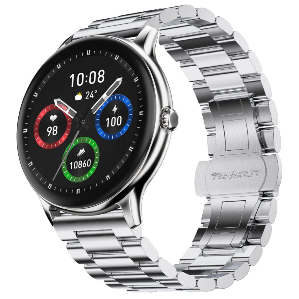 Fire-Boltt Phoenix Pro Round Smart Watch 1.39" Display with Bluetooth Calling,AI Voice Assistant,SpO2 & Heart Rate Monitor, 120+ Sports Modes,IP67 Waterproof Metal Smart Watch for Men & Women - Silver