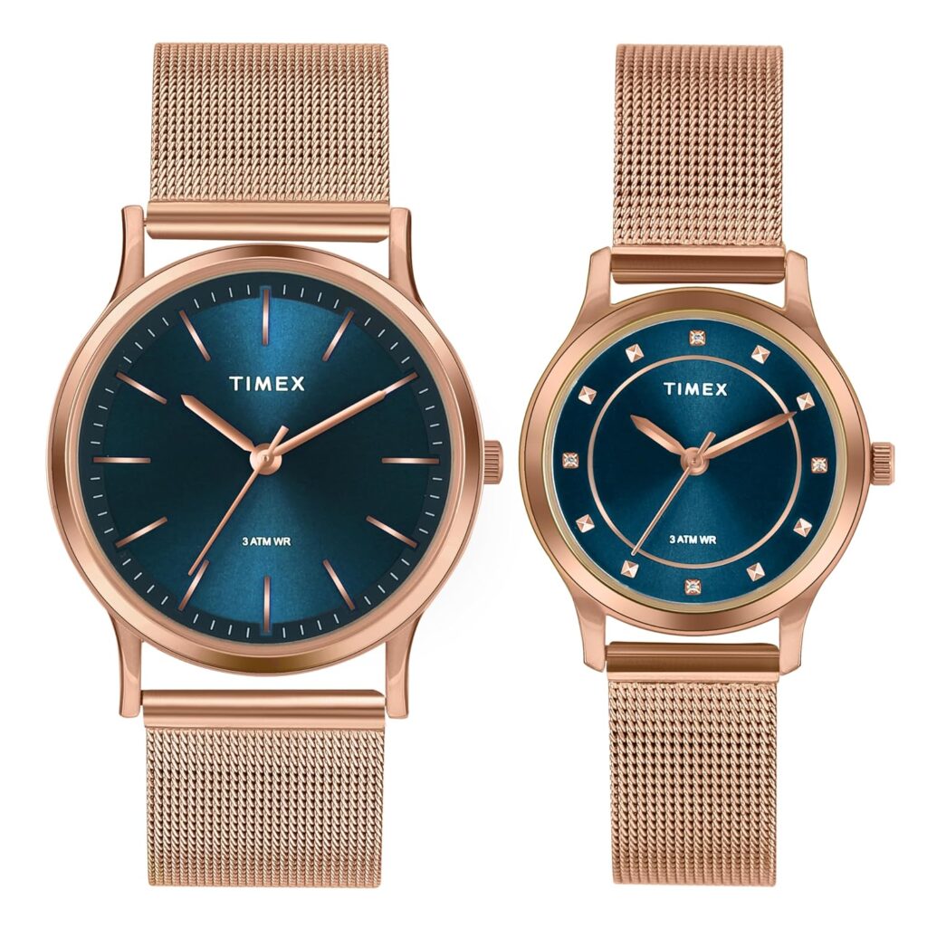 TIMEX Analog Watch for Pair with Round Dial & Water Resistant Couple's Wrist Watches