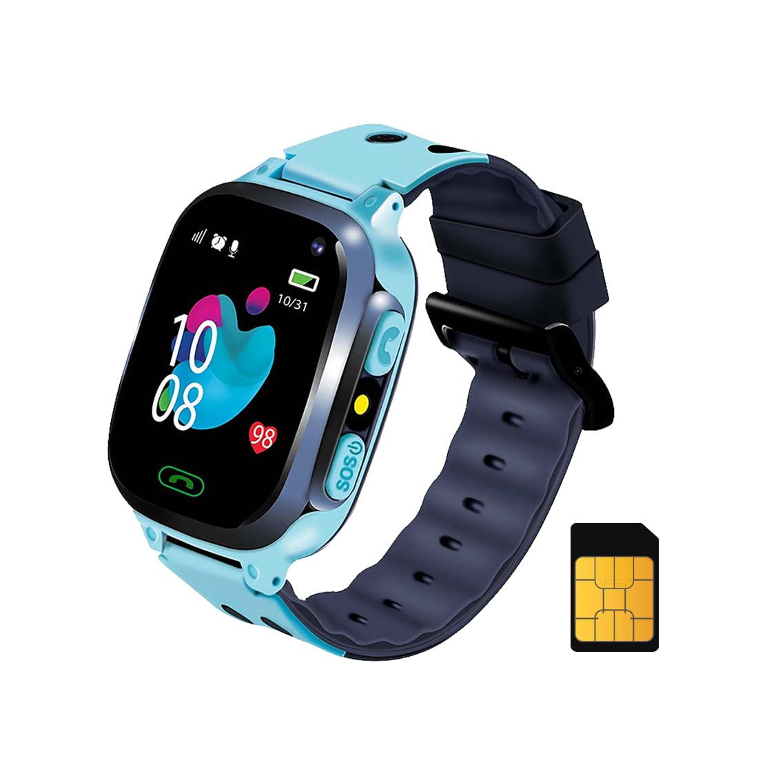 sekyo S1 Kids Smartwatch for Boys & Girls, Calling Smart Watch for Kids with Location Tracker, Camera, SOS & Safe Zone Alert, Family Chat, App Control, Airtel & Vi Micro SIM Support only -Blue